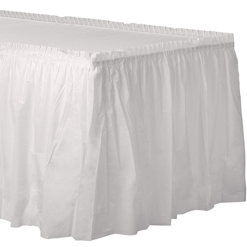 White Plastic Table Skirt 29" x 14'