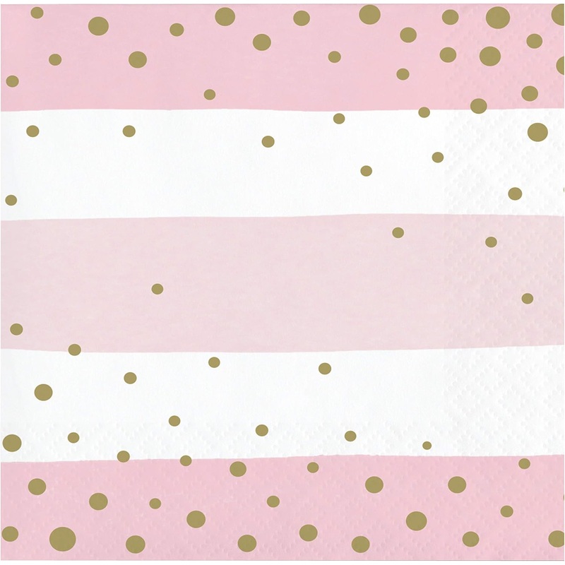 Pink and Gold Celebrations Beverage Napkins 16ct