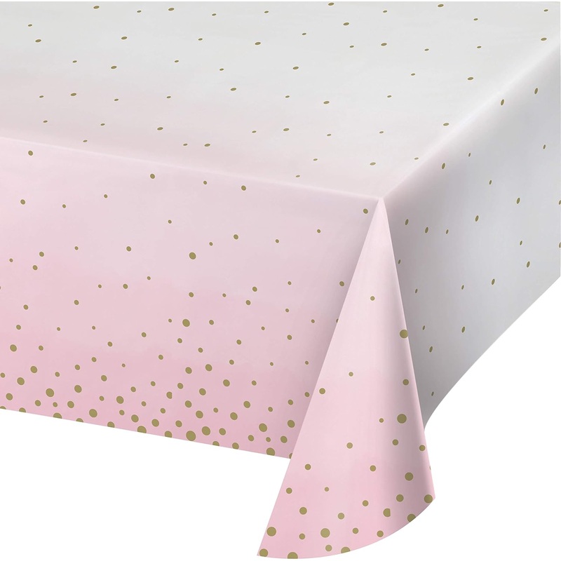 Pink and Gold Paper Table Cover 54"x102"