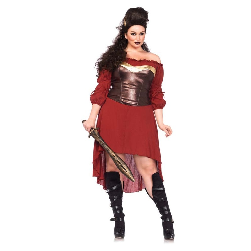 Plus Size Burgundy Peasant Dre