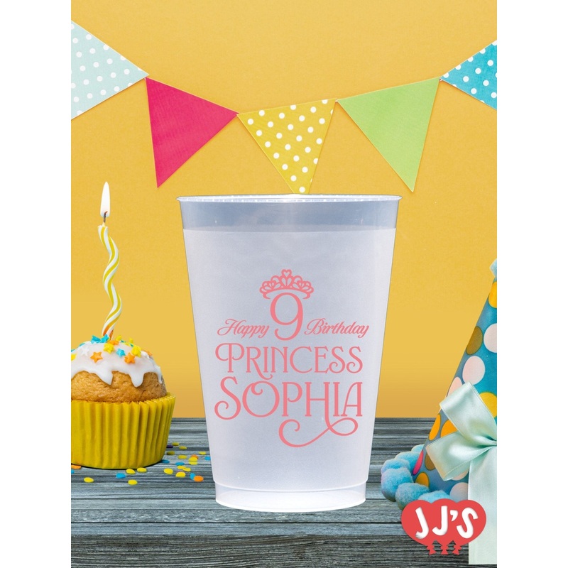Princesses and Tiaras Birthday Custom Frosted Cups