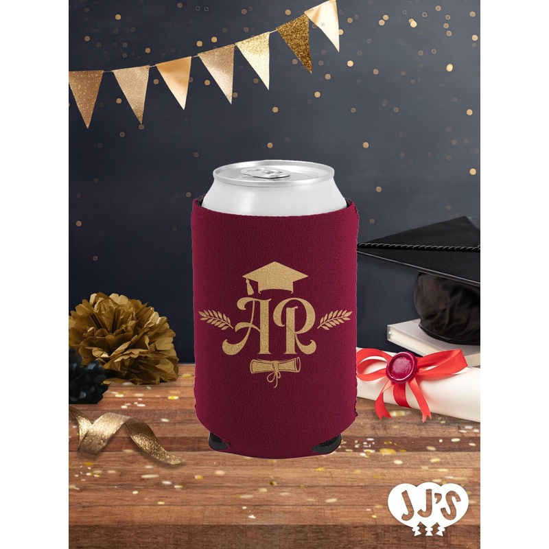 Script Monogram Personalized Graduation Can Coolers
