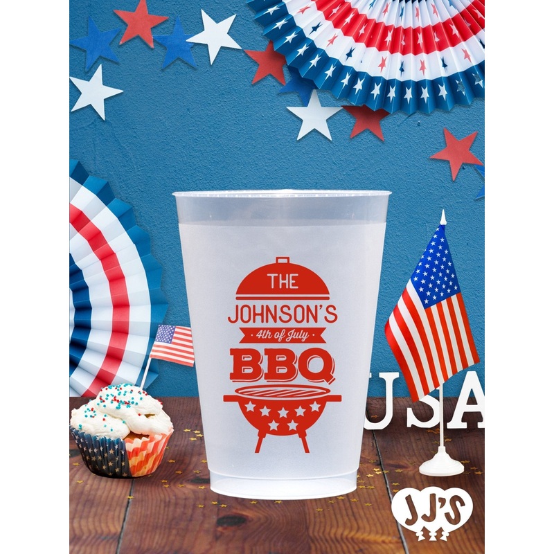 4th of July Custom Frosted Cups - Family 4th of July BBQ