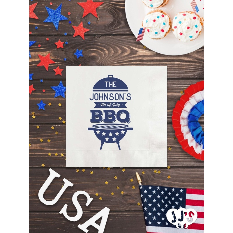 4th of July Custom Napkins - Family 4th of July BBQ