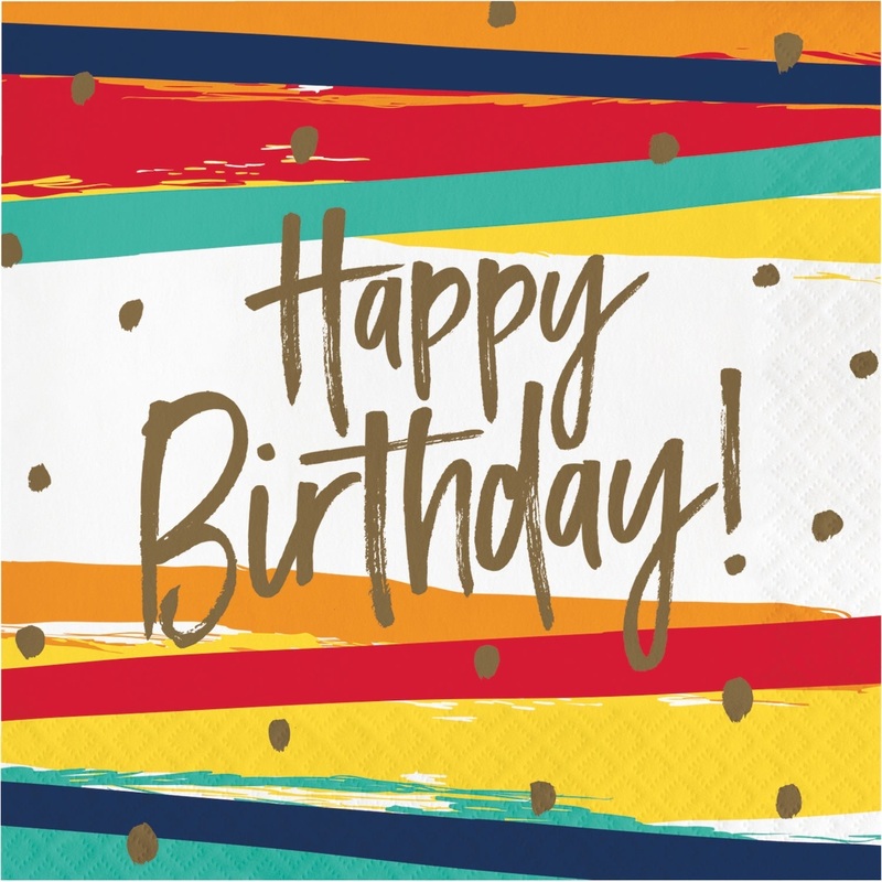 Birthday Stripes Lunch Napkins, 16ct