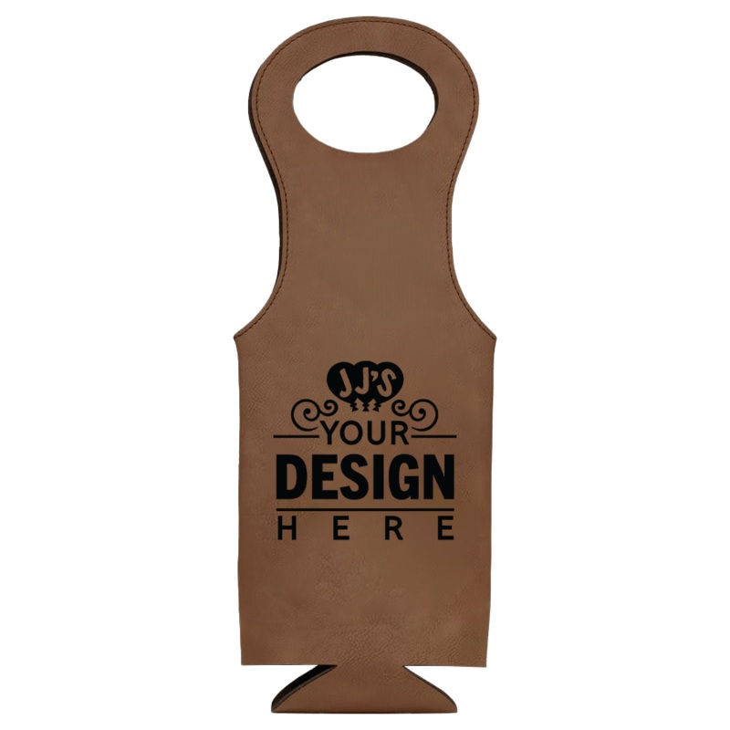 Dark Brown Laserable Leatherette Wine Bag