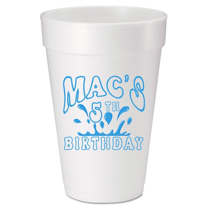 Pool Party Birthday Splash Custom Printed Foam Cups