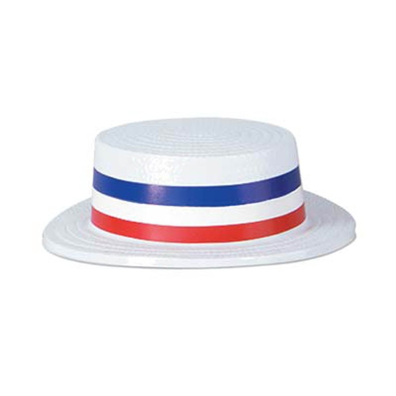Skimmer Hat with Red, White & Blue Band