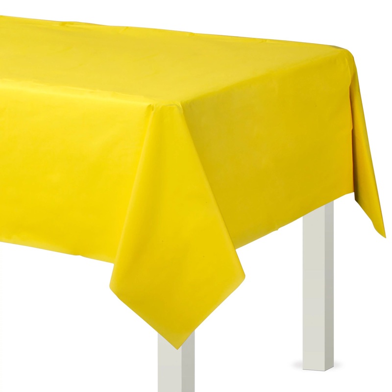 Yellow Flannel-Backed Table Cover, 54in x 108in