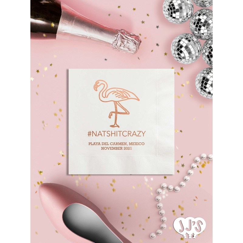 Flamingo Hashtag Bachelorette Party Napkins