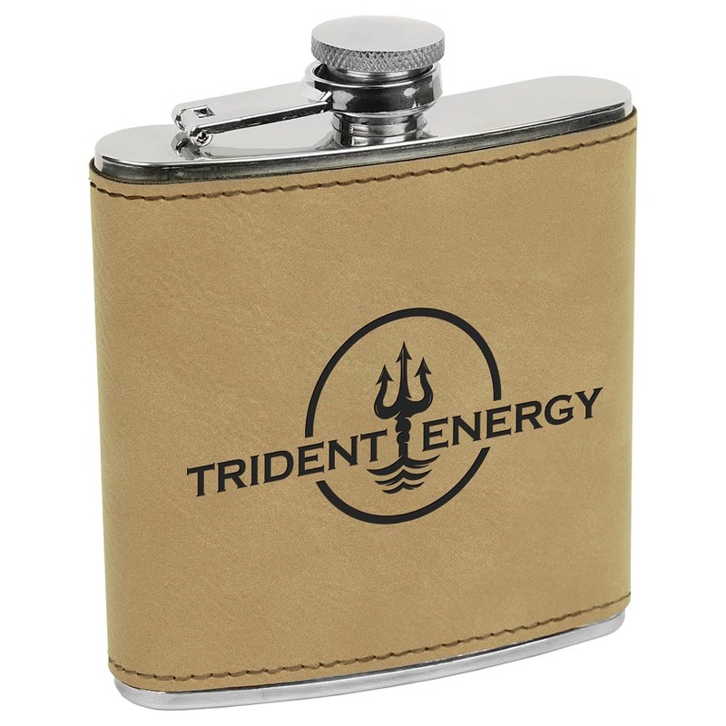 Light Brown Laserable Leatherette Stainless Steel Flask