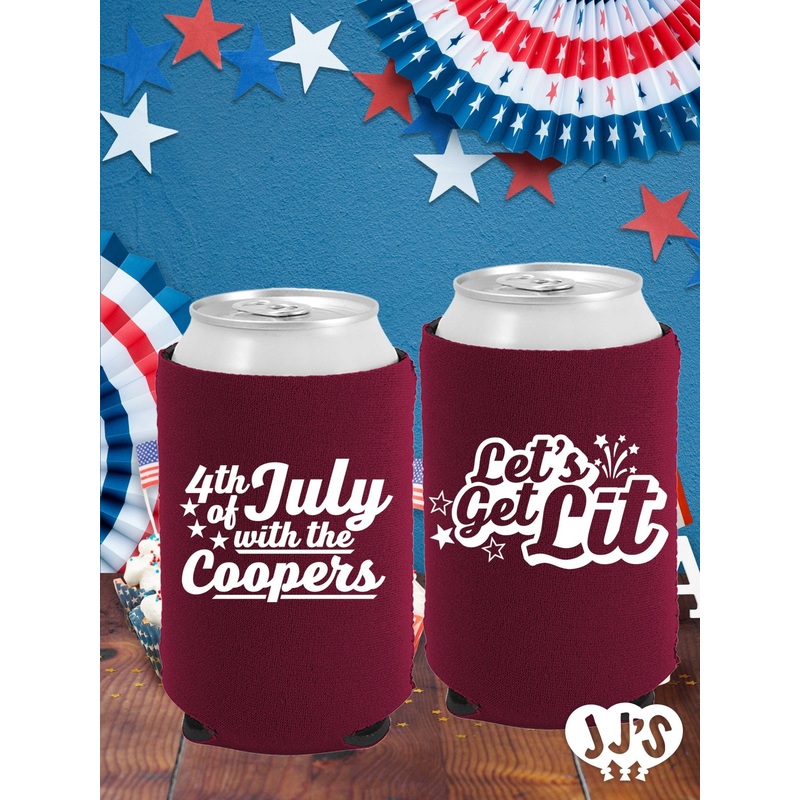 Patriotic Can Coolers: Let's Get Lit Custom Can Coolers