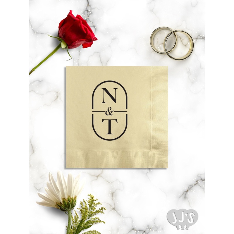 Pill Shape Custom Wedding Napkins