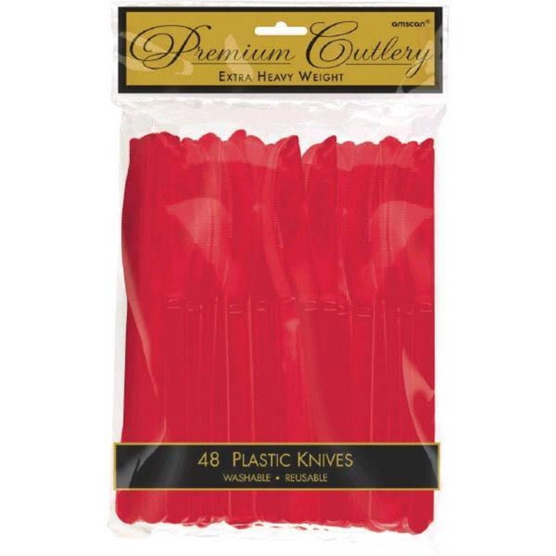 Red Plastic Knives 48ct