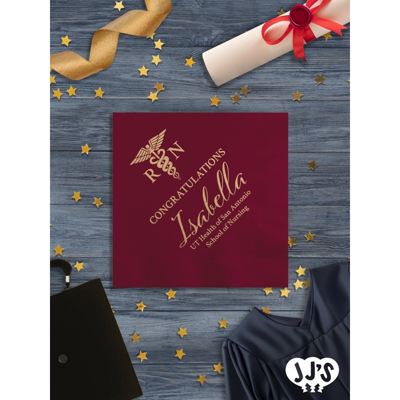 School of Nursing Congratulations Personalized Graduation Napkins
