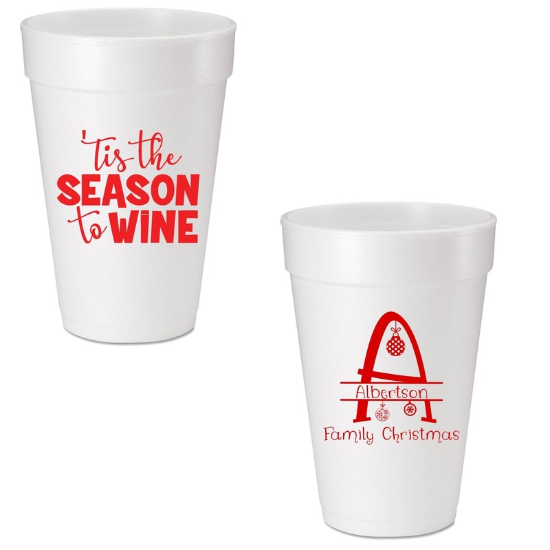 Tis the Season To Wine Custom Printed Foam Cups