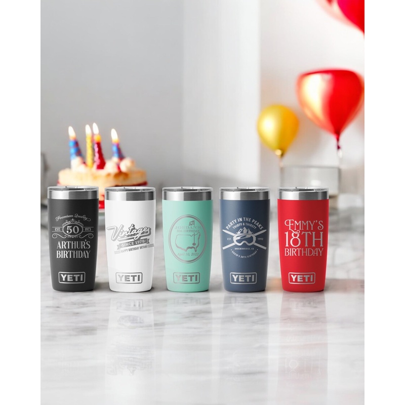 Yeti Personalized 20oz Laser Engraved Birthday Gift for Men and Women