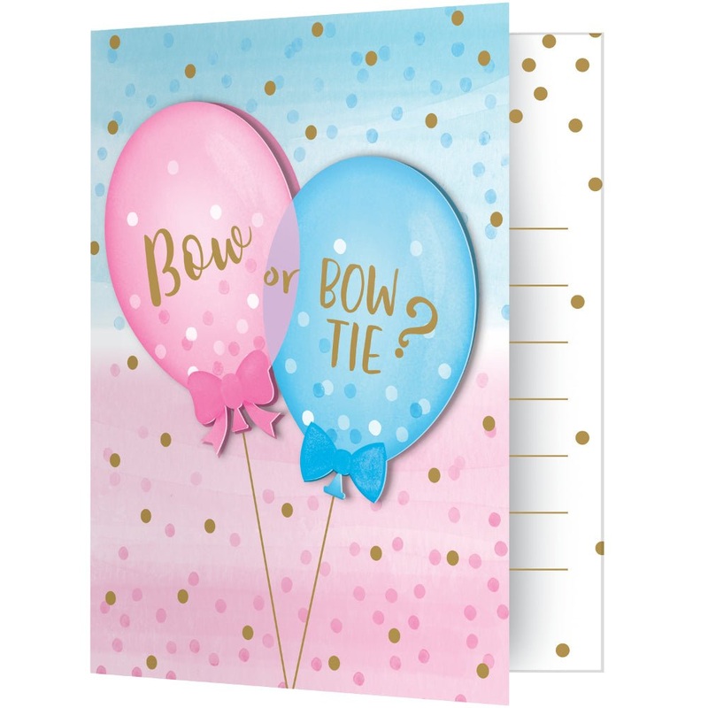 Gender Reveal Balloons Invitations, 8ct