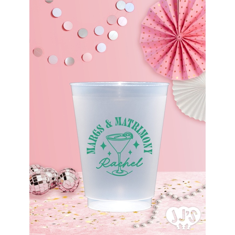 Margs and Matrimony Retro Vibes Custom Frosted Cups