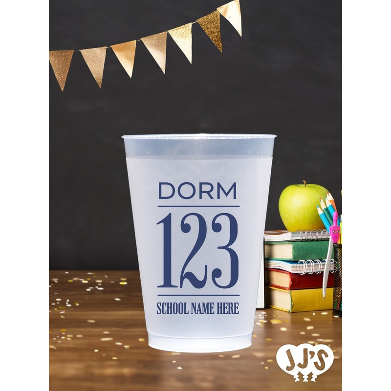 Elegant Stacked Dorm Room Custom Frosted Cups