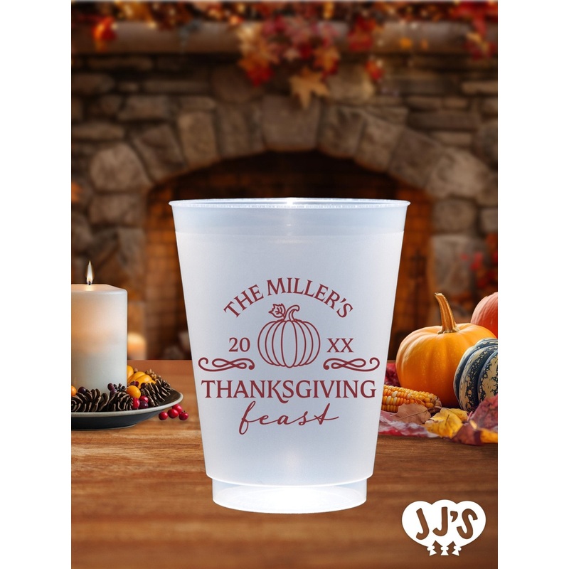 Family Feast Thanksgiving Custom Frosted Cups