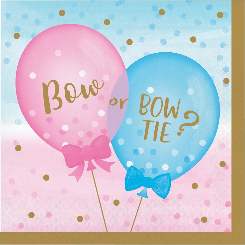Gender Reveal Balloons Lunch Napkins, 16ct
