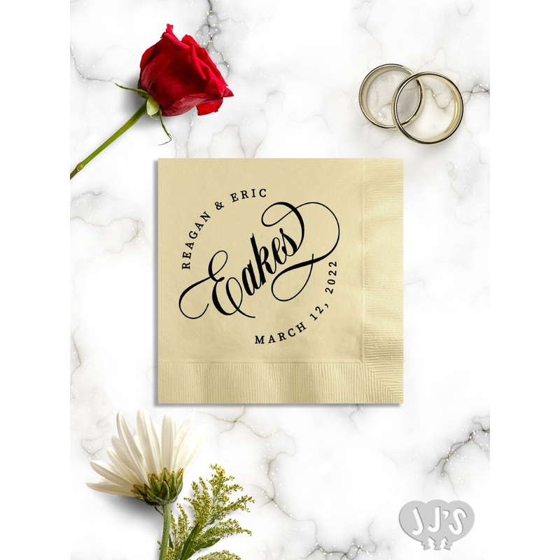 Modern Elegant Script Custom Printed Wedding Party Napkins