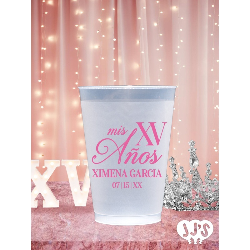 Personalized Quinceanera Cups: Mis XV Anos Custom Frosted Cups