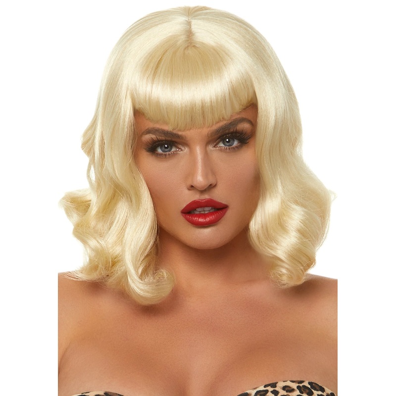 Retro Bang Curly Bob Wig LEG-A2860 YELLOW