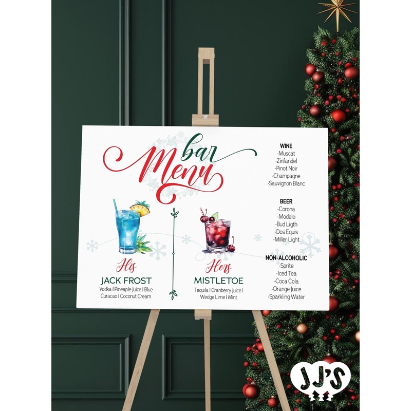 Winter Cocktail Bar Menu Sign