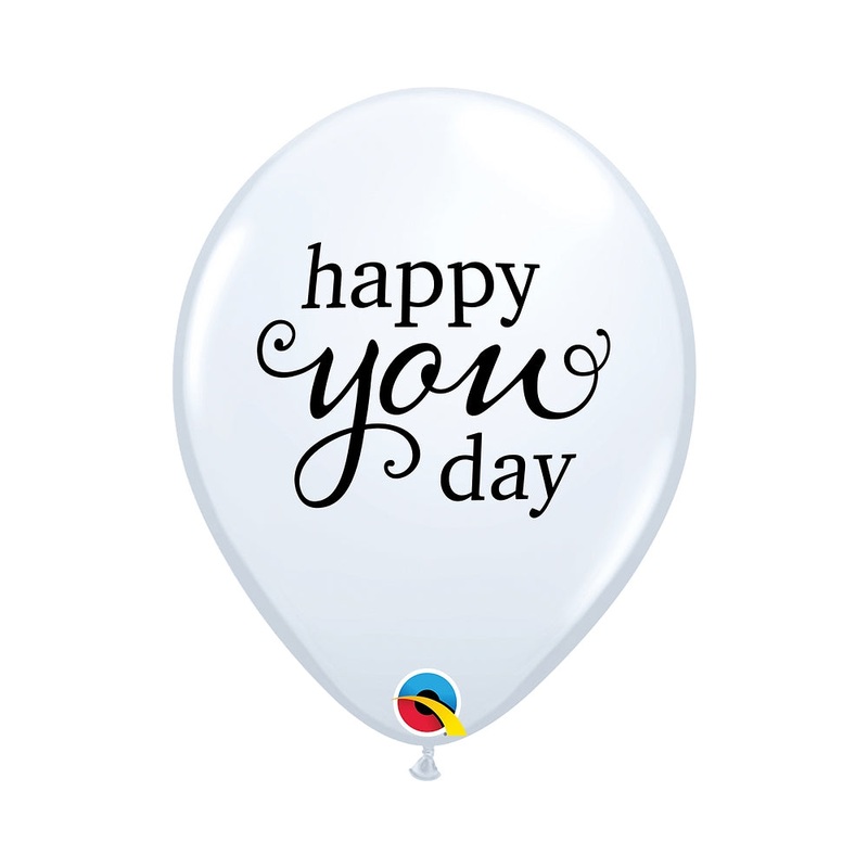 11" ROUND WHITE SIMPLY HAPPY YOU DAY (25 PER BAG)