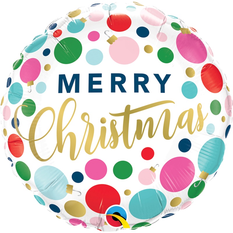 18" ROUND CHRISTMAS DOTS & ORNAMENTS FOIL