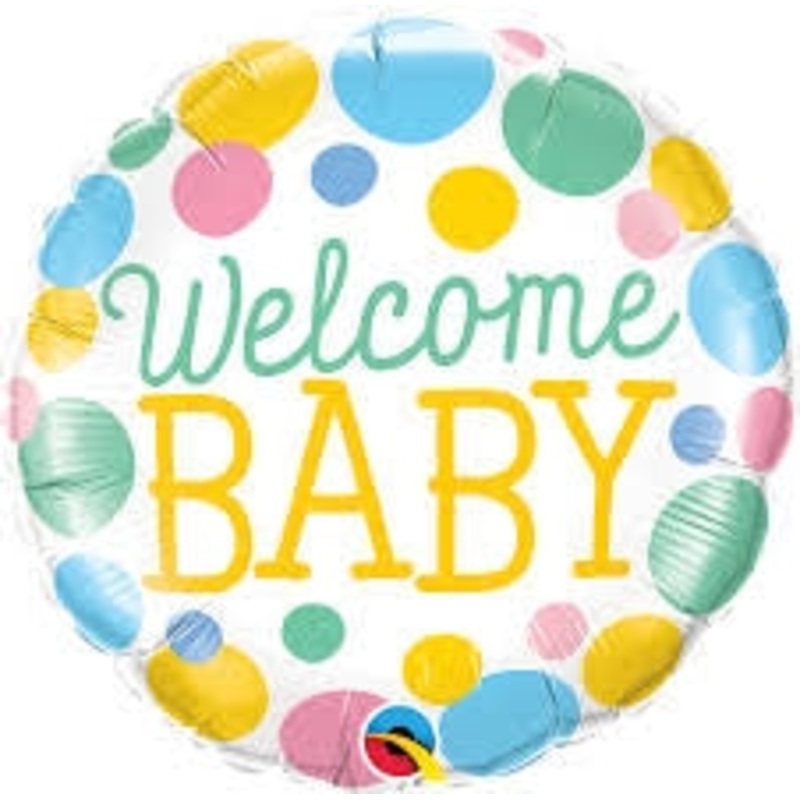 18" ROUND WELCOME BABY DOTS FOIL