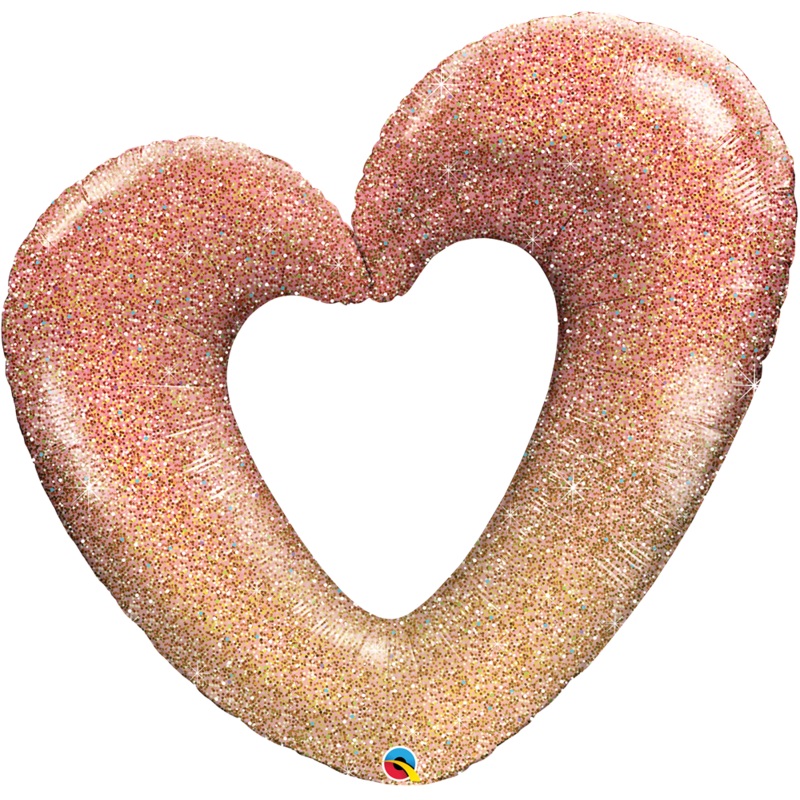 42" ROSE GOLD GLITTER OMBRE HEART FOIL