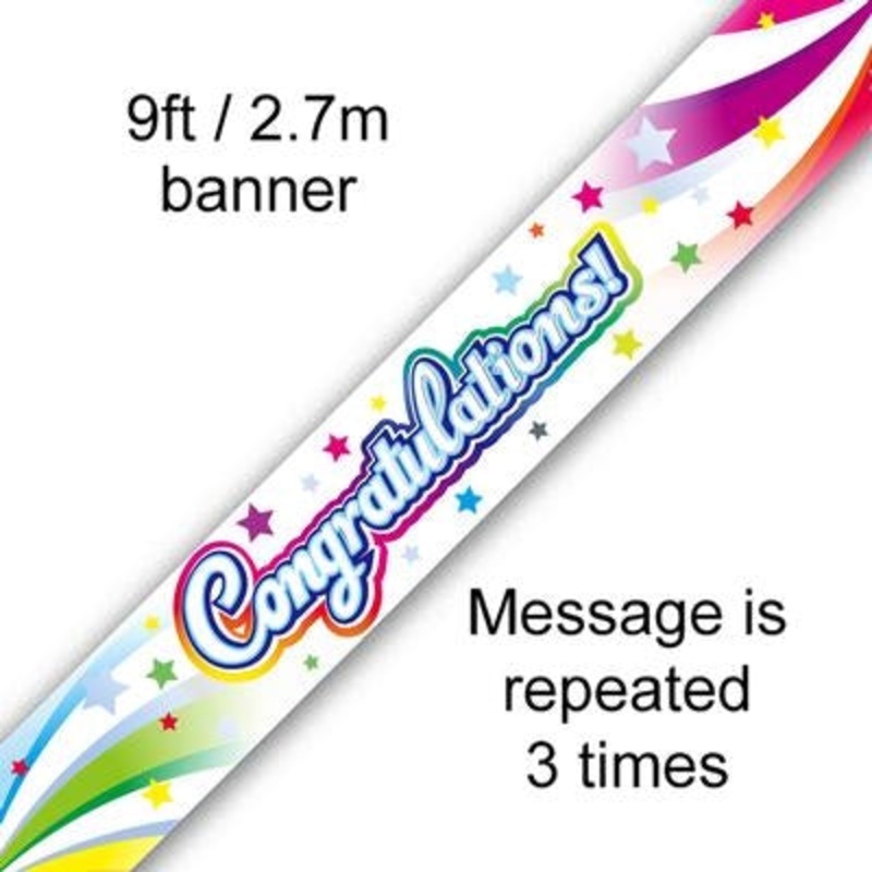 9FT BANNER CONGRATULATIONS SWIRL (PACK OF 6)
