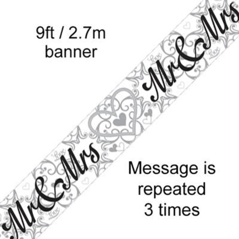 9FT BANNER MR & MRS METALLIC (PACK OF 6)