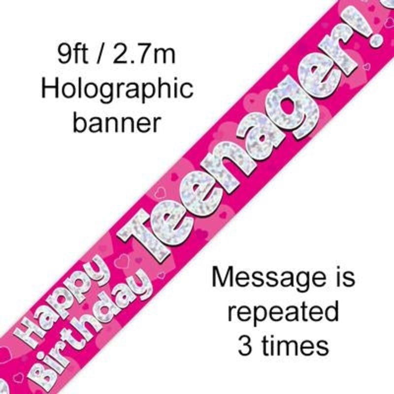 9FT BANNER TEENAGER PINK (PACK OF 6)