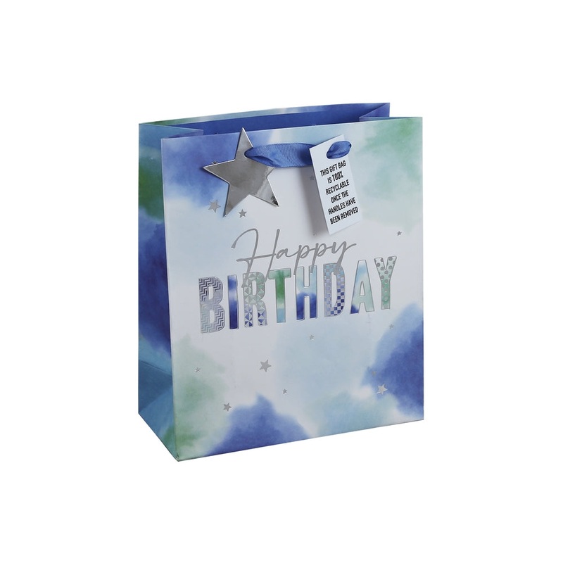 GIFT BAG: KRAFT BIRTHDAY BOY GIFT BAG (MEDIUM) (210 GSM)