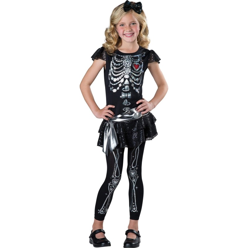 Girls Sparkly Skeleton Costume