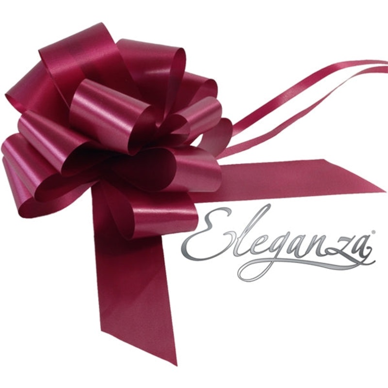 PULL BOWS: 50mm ELEGANZA POLY PULL BOWS BURGUNDY NO.17 (20 PER PACK)