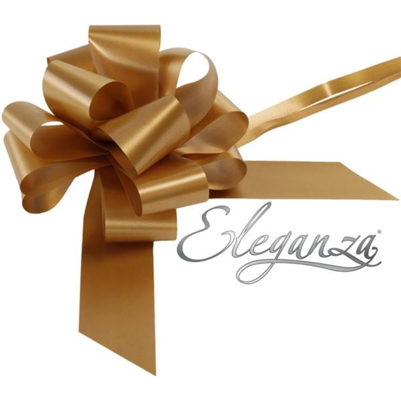 PULL BOWS: 50mm ELEGANZA POLY PULL BOWS GOLD NO.35 (20 PER PACK)