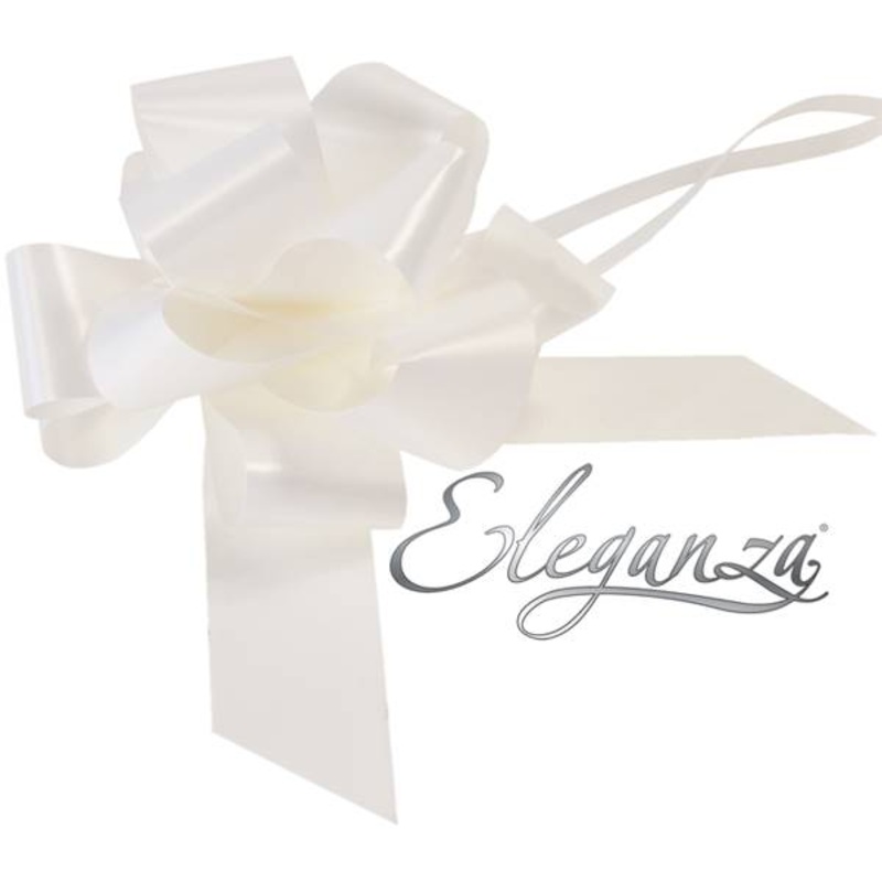 PULL BOWS: 50mm ELEGANZA POLY PULL BOWS WHITE NO.1 (20 PER PACK)