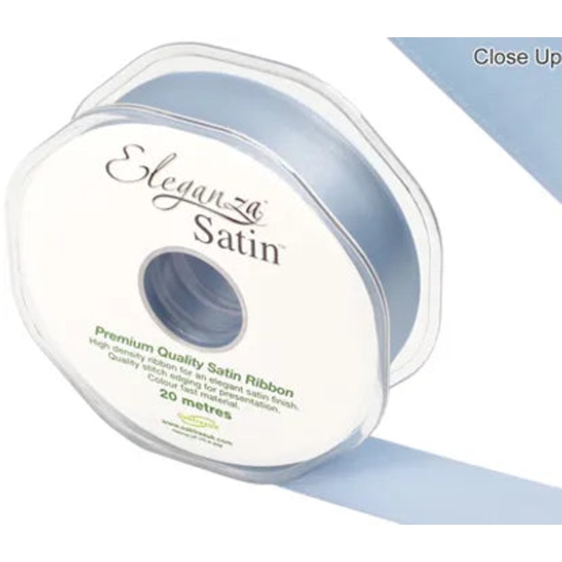 RIBBON: 25mm ELEGANZA DOUBLE FACED SATIN RIBBON LIGHT BLUE NO.25 (25MM X 20M)