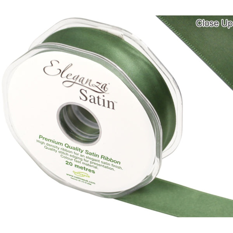 RIBBON: 25mm ELEGANZA DOUBLE FACED SATIN SAGE GREEN NO.51 (25MM X 20M)