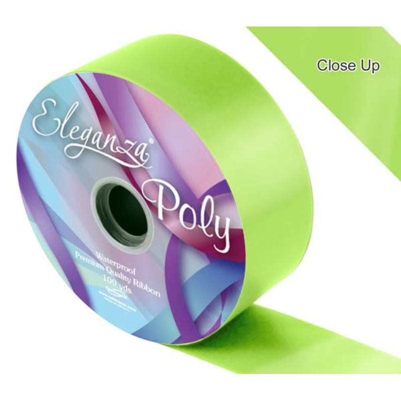RIBBON: 50mm ELEGANZA POLY RIBBON LIME GREEN (50MM X 91M)