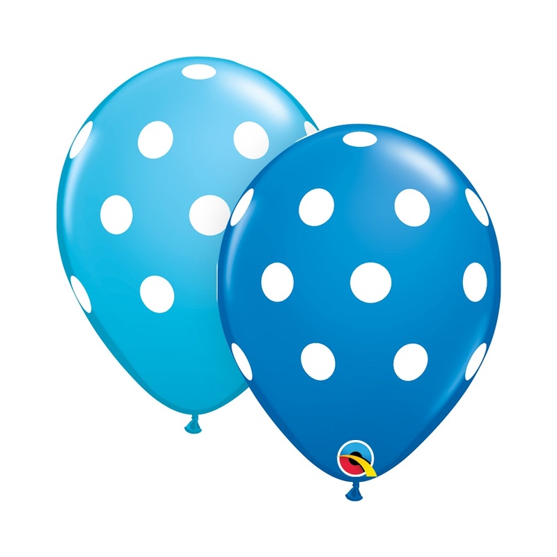 11" ROUND BIG POLKA DOTS DARK BLUE & ROBINS EGG (25 PER BAG)