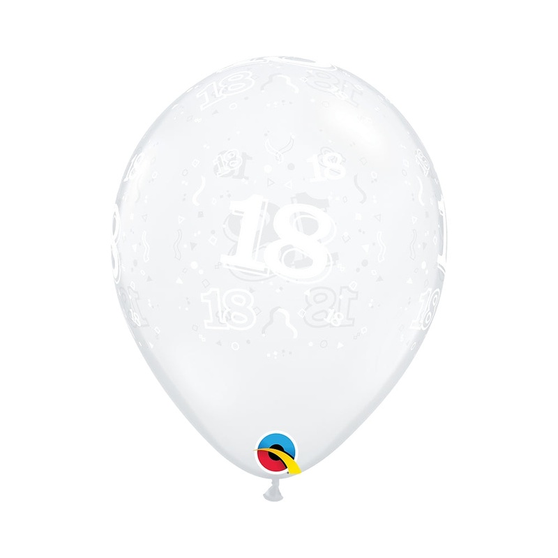 11" ROUND DIAMOND CLEAR AGE 18 LATEX (50 PER BAG)