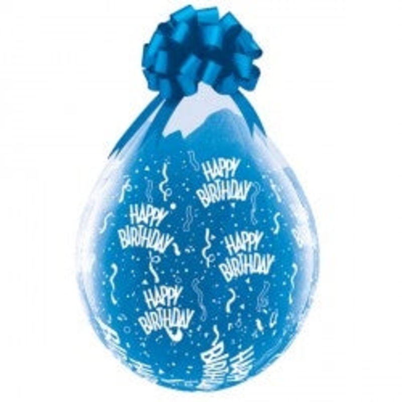 18" QUALATEX STUFFING HAPPY BIRTHDAY DIAMOND CLEAR LATEX (25 PER BAG)