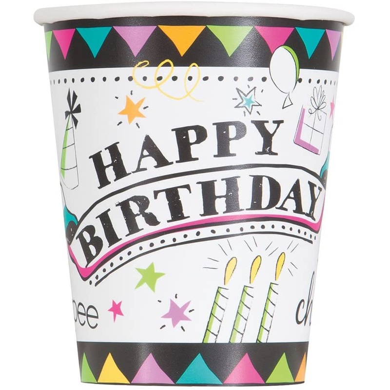 Doodle Birthday 9oz Paper Cups (8 count)