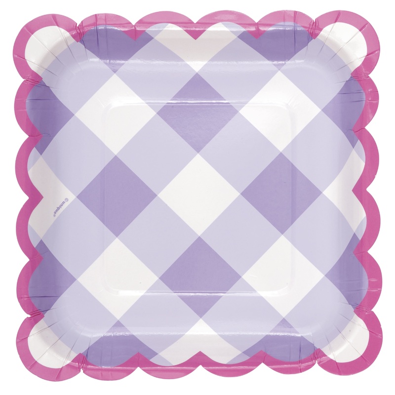 Pastel Gingham Paper Square Plates 7 (8 count)